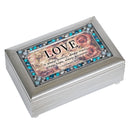 Love Scripture Jeweled Silver Finish Music Box Plays Amazing Grace