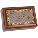 Peace Jeweled Woodgrain Music Box Plays His Eye Is On The Sparrow