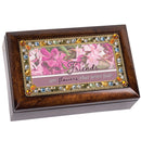 Friends Flowers Jeweled Amber Music Box Plays Wind Beneath My Wings
