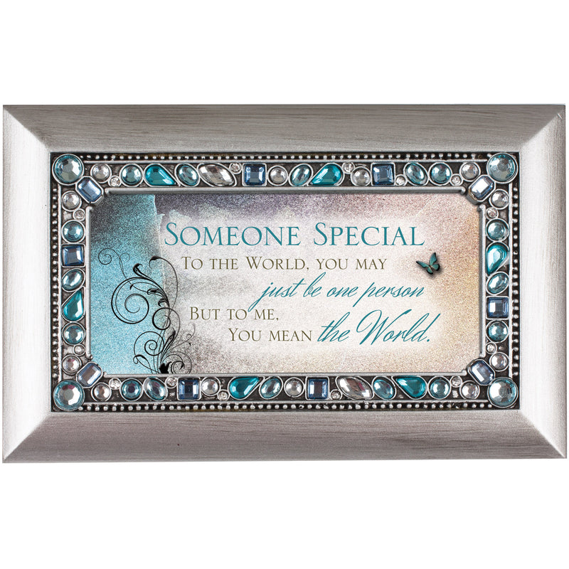 Someone Special Jeweled Silver Finish Music Box Plays Wind Beneath My Wings