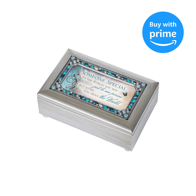 Someone Special Jeweled Silver Finish Music Box Plays Wind Beneath My Wings