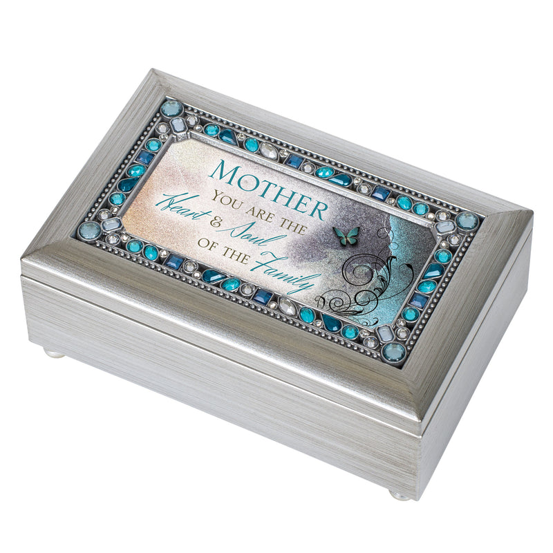 Cottage Garden Mother You are Jeweled Silver Finish Jewelry Music Box - Plays Tune Wind Beneath My Wings