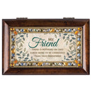 Cottage Garden My Friend Cherished True Jeweled Amber Earth Tone Petite Music Box Plays That's What Friends are for