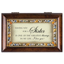 Sister Jeweled Amber Finish Music Box Plays You Light Up My Life