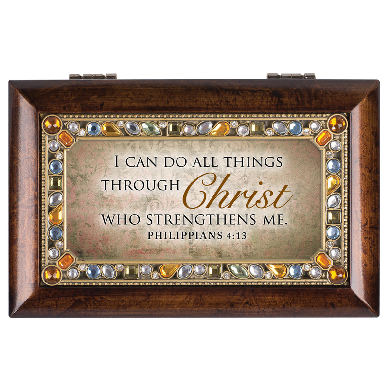 Cottage Garden All Things Through Christ Amber Earth Tone Jewelry Music Box Plays How Great Thou Art