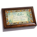 Mother Beautiful Jeweled Amber Music Box Plays Wonderful World