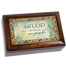 All Things Possible Jeweled Amber Music Box Plays How Great Thou Art