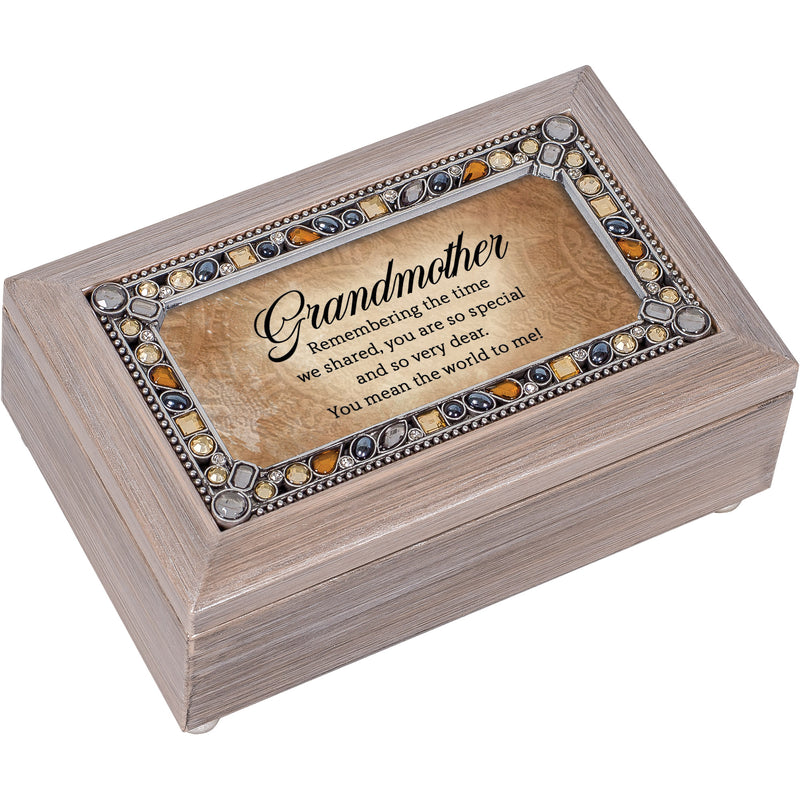 Grandmother Jeweled Pewter Music Box Plays You Light Up My Life