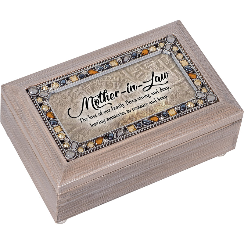 Mother-in-Law Jeweled Pewter Music Box Plays Wind Beneath My Wings