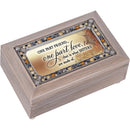 Sisters Friend Love Jeweled Brushed Pewter Music Box Plays Edelweiss