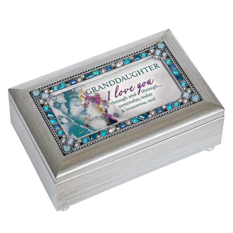 Granddaughter Jeweled Silver Music Box Plays You Are My Sunshine