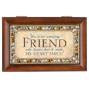 Amazing Friend Jeweled Woodgrain Music Box Plays What Friends Are For