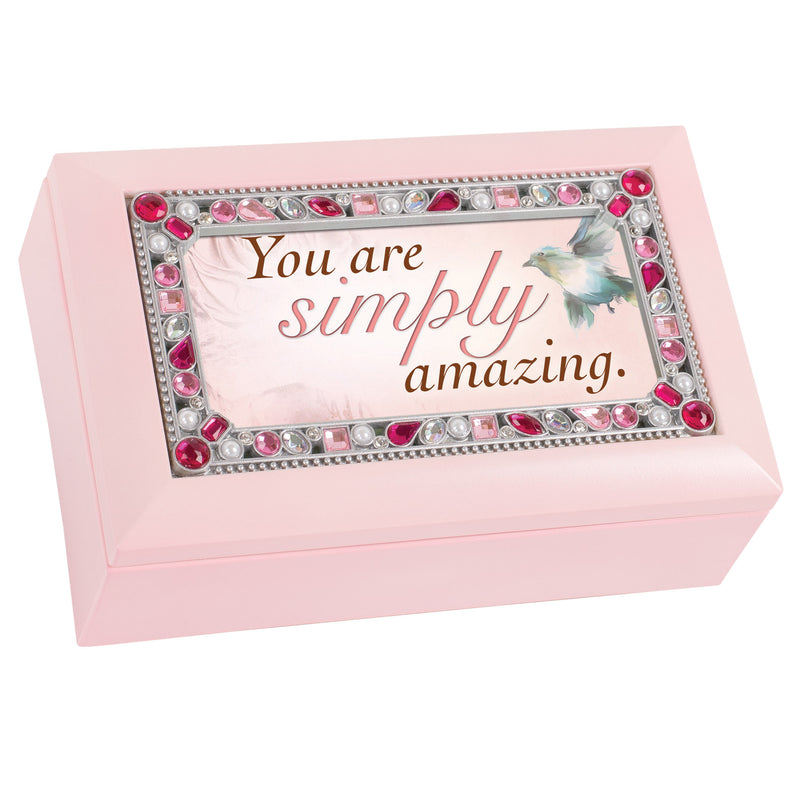 Simply Amazing Jeweled Pink Music Box Plays You Light Up My Life