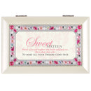 Cottage Garden Sweet Sixteen Laughter All Your Dreams Matte Ivory Jewelry Music Box Plays You are My Sunshine