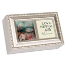 Love Never Fails Champagne Silver Music Box Plays Unchained Melody