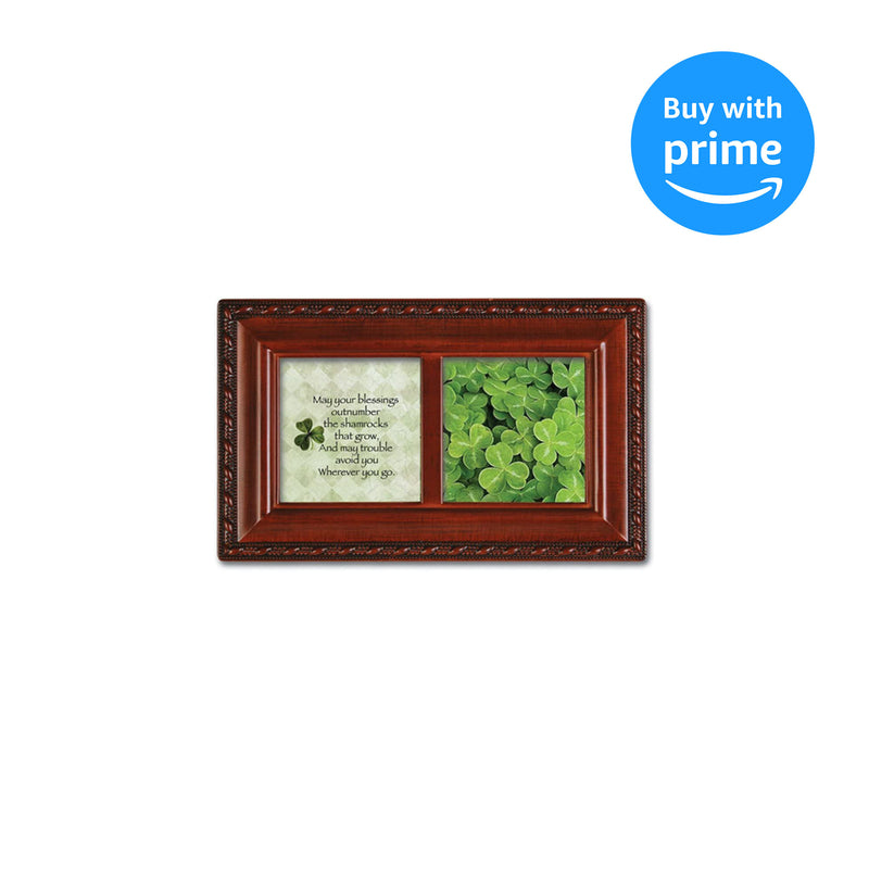 Irish Blessing Woodgrain Rope Trim Music Box Plays Irish Lullaby