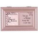Sweet Sixteen You Are a Blessing Matte Pink Jewelry Music Box Plays You Light Up My Life