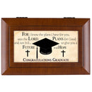 Congratulations Graduate Woodgrain Jewelry Music Box Plays Pomp And Circumstance
