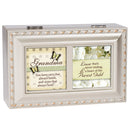 Cottage Garden Grandmother Love Never Ending Brushed Silvertone Jewelry Music Box Plays Amazing Grace