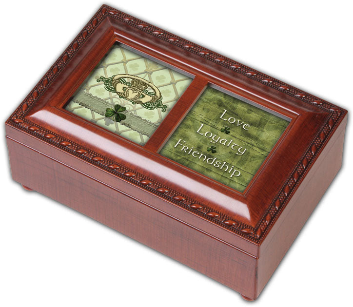 Cottage Garden Love Loyalty Woodgrain Petite Music Box/Jewelry Box Plays Irish Lullaby