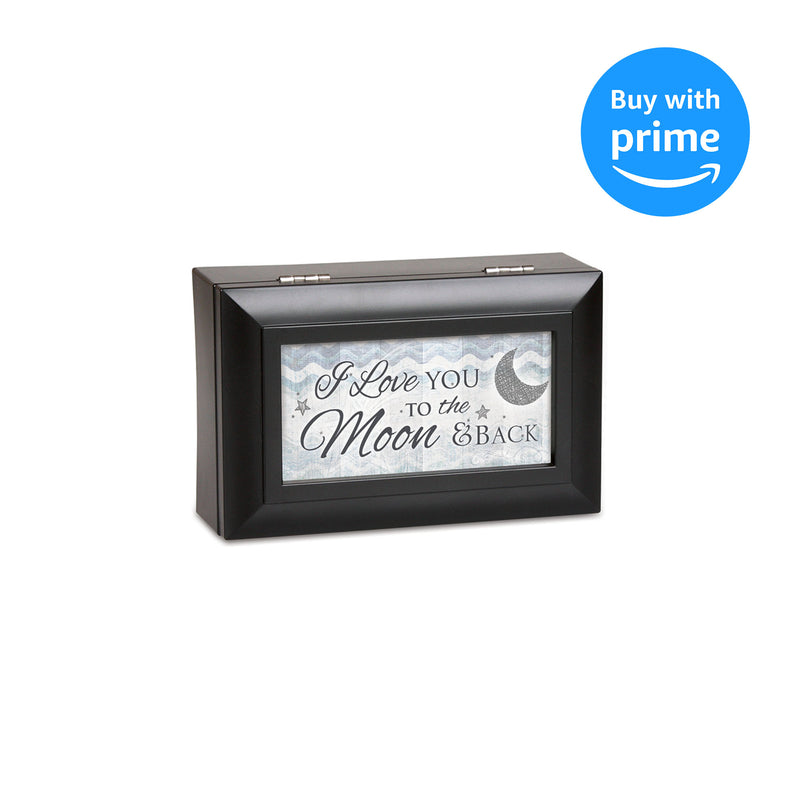 Cottage Garden Love You to The Moon and Back Matte Black Jewelry Music Box Plays Wonderful World
