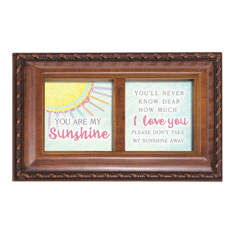 Cottage Garden Never Know How Much Love You Woodgrain Rope Trim Jewelry Music Box Plays You are My Sunshine