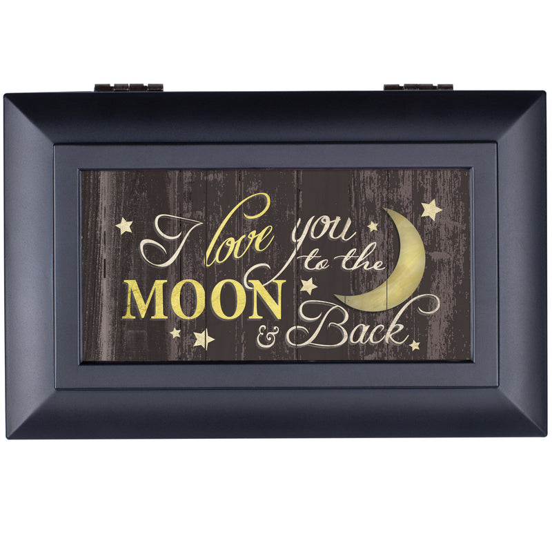 Cottage Garden Love You to The Moon and Back Matte Black Jewelry Music Box Plays Wonderful World