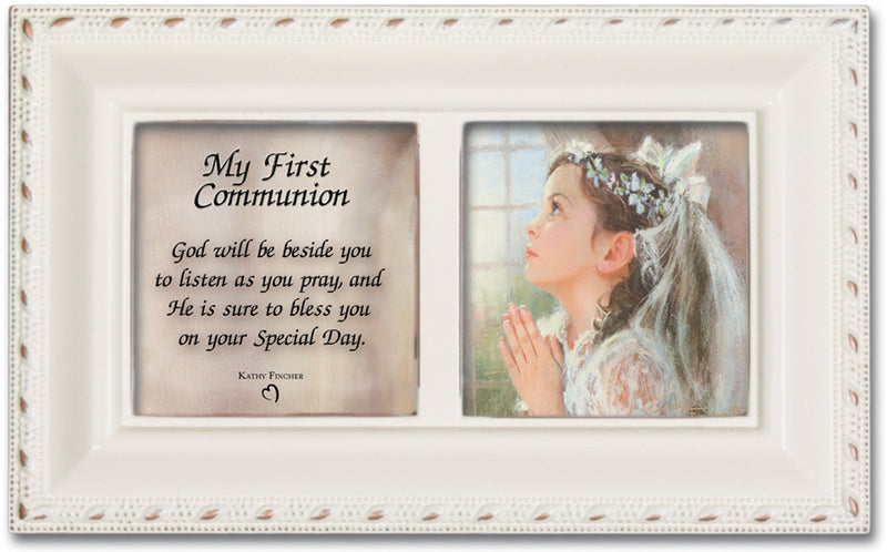 First Communion God Beside You Ivory Music Box Plays Ave Maria