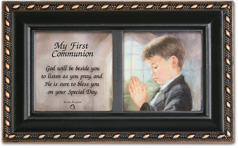 First Communion God Beside Black Music Box Plays Handel's Hallelujah