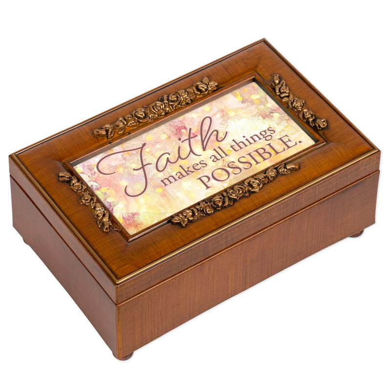 Faith Makes All Possible Petite Rose Music Box Plays Amazing Grace