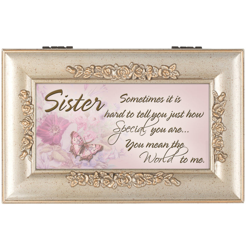Sister Mean World Petite Rose Music Box Plays Wind Beneath My Wings