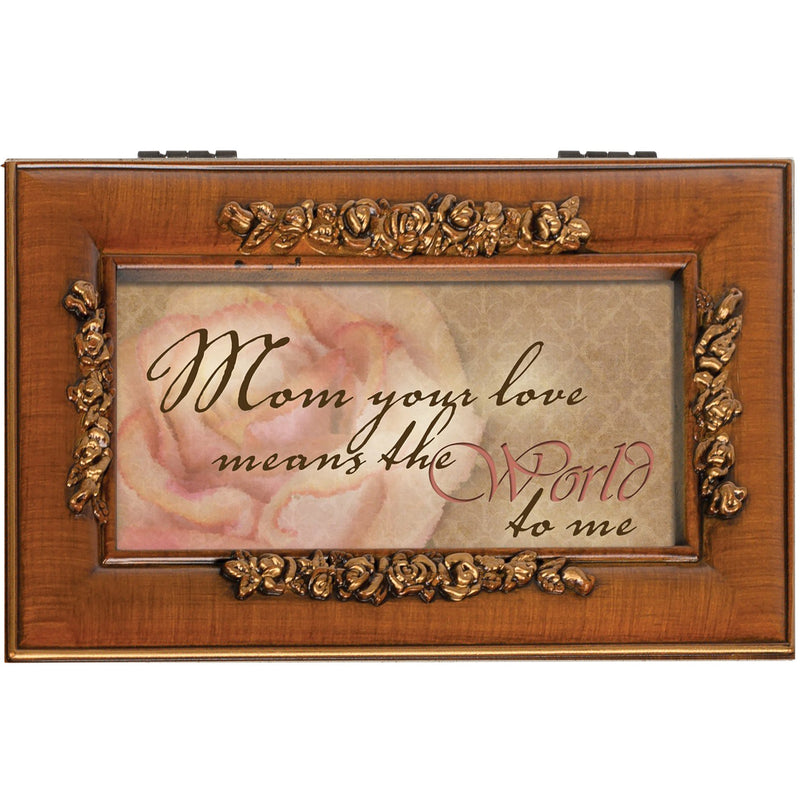 Mom Your Love Means World Petite Rose Music Box Plays Wonderful World