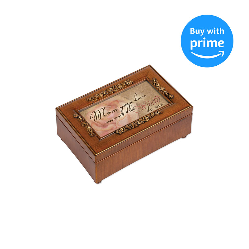 Mom Your Love Means World Petite Rose Music Box Plays Wonderful World