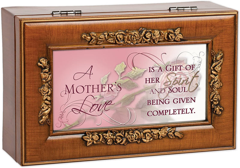 Cottage Garden Mother's Love Gift of Her Spirit Woodgrain Embossed Jewelry Music Box Plays Wonderful World