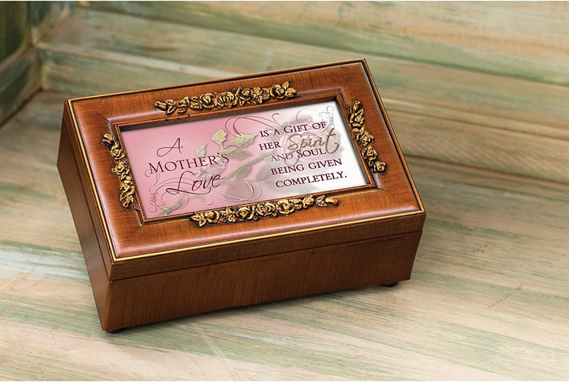 Cottage Garden Mother's Love Gift of Her Spirit Woodgrain Embossed Jewelry Music Box Plays Wonderful World