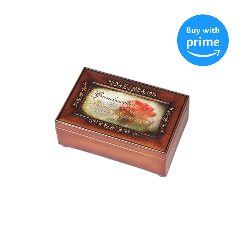 Cottage Garden Grandmother Woodgrain Petite Rose Music Box/Jewelry Box Plays How Great Thou Art