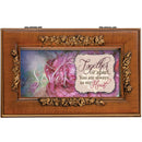 Cottage Garden Sister Always in My Heart Woodgrain Embossed Jewelry Music Box Plays Wonderful World