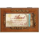 Cottage Garden Aunt Fortunate to Have You Woodgrain Embossed Jewelry Music Box Plays Wonderful World