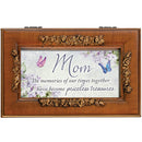 Cottage Garden Mom Times Together Priceless Woodgrain Embossed Jewelry Music Box Plays Wind Beneath My Wings