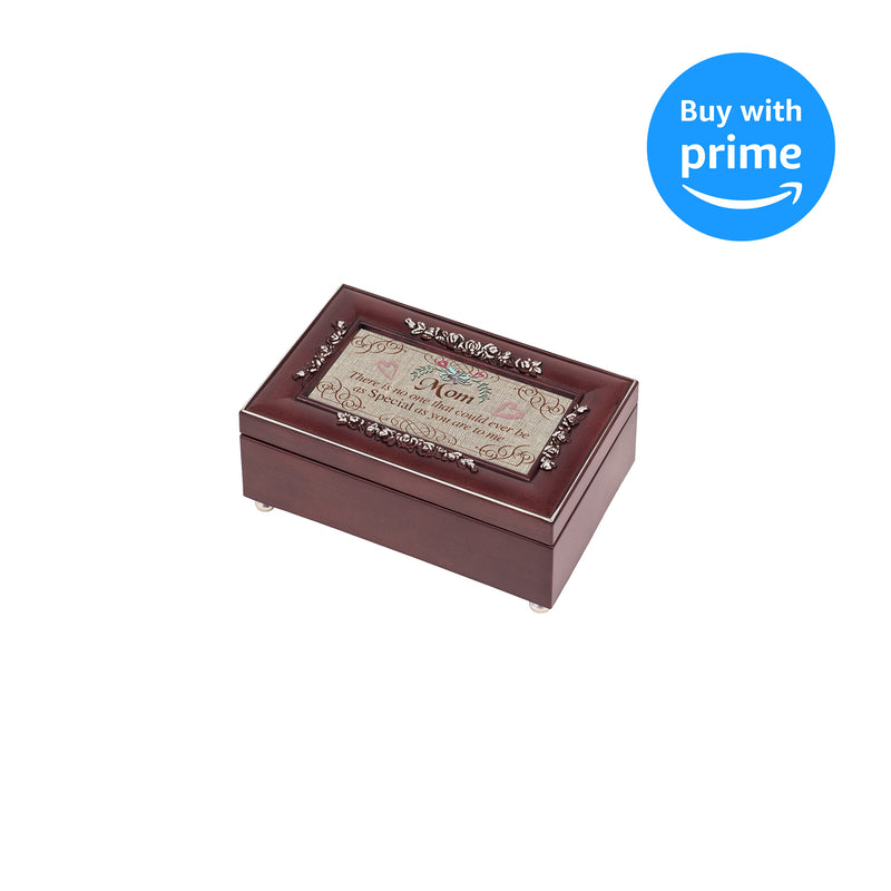 Cottage Garden Special Mom Burlap Design Rose Wood Finish Jewelry Music Box Plays You are My Sunshine