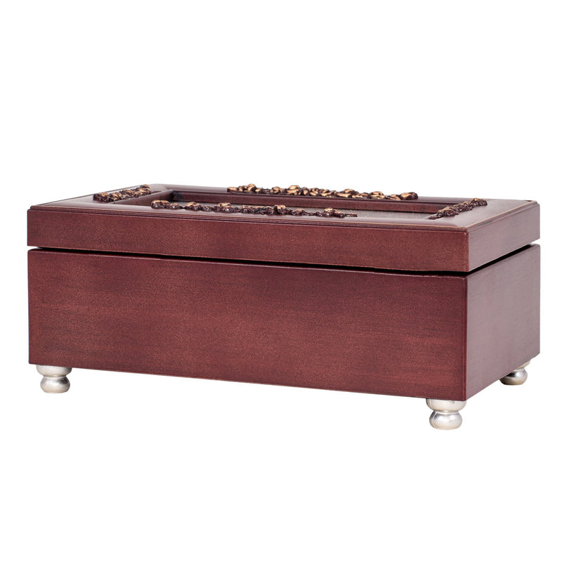 Cottage Garden All Things Through Him Rosewood Finish Jewelry Music Box Plays Canon in D