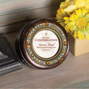 Confirmation Amber Round Jeweled Music Box Plays How Great Thou Art