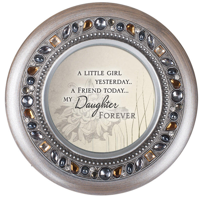Friend Daughter Silver Round Jeweled Music Box Plays Wonderful World