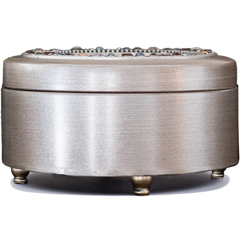 Friend Daughter Silver Round Jeweled Music Box Plays Wonderful World