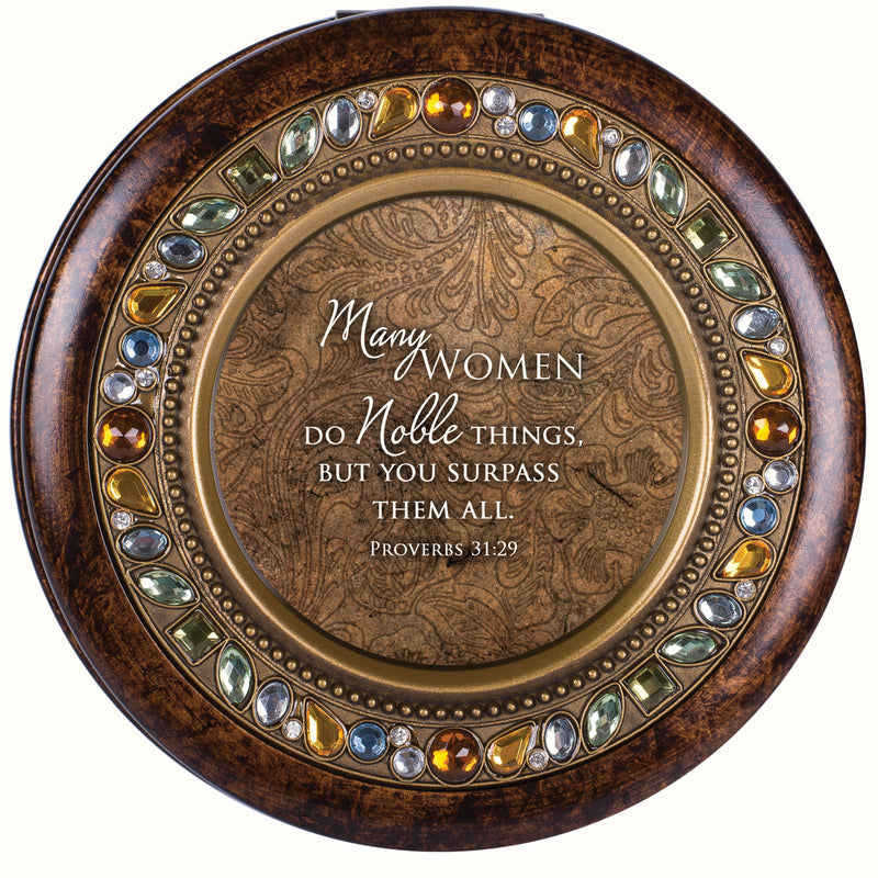 Cottage Garden Women Do Noble Things Amber Earth Tone Jewelry Music Box Plays How Great Thou Art