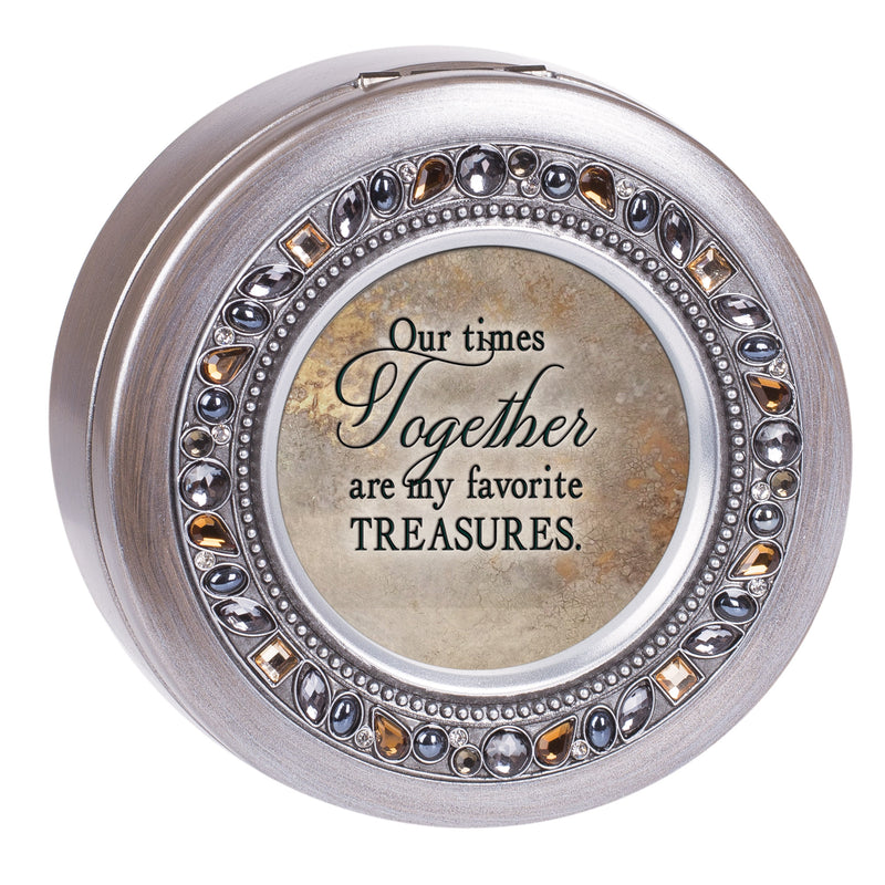 Times Together Pewter Round Jeweled Music Box Plays Wonderful World