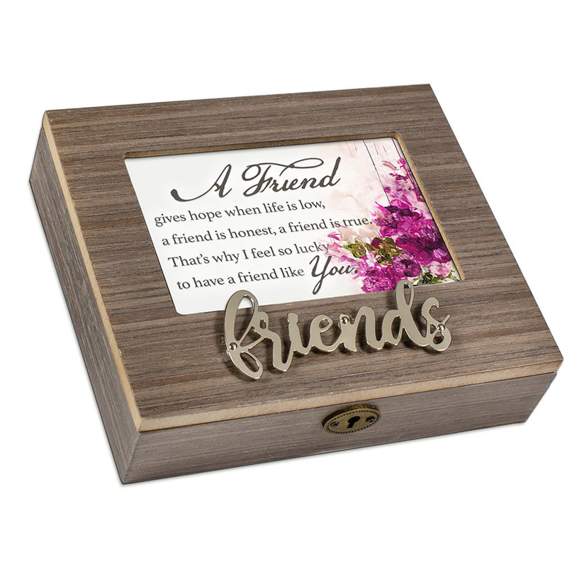 Metal Applique Friend Music Box Plays That's What Friends Are For