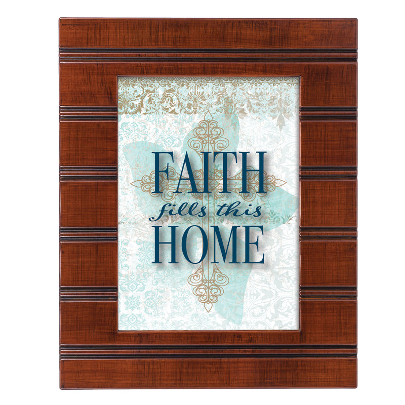 Faith Home Woodgrain Beaded 8 x 10 Framed Art Plaque - Holds 5x7 Photo
