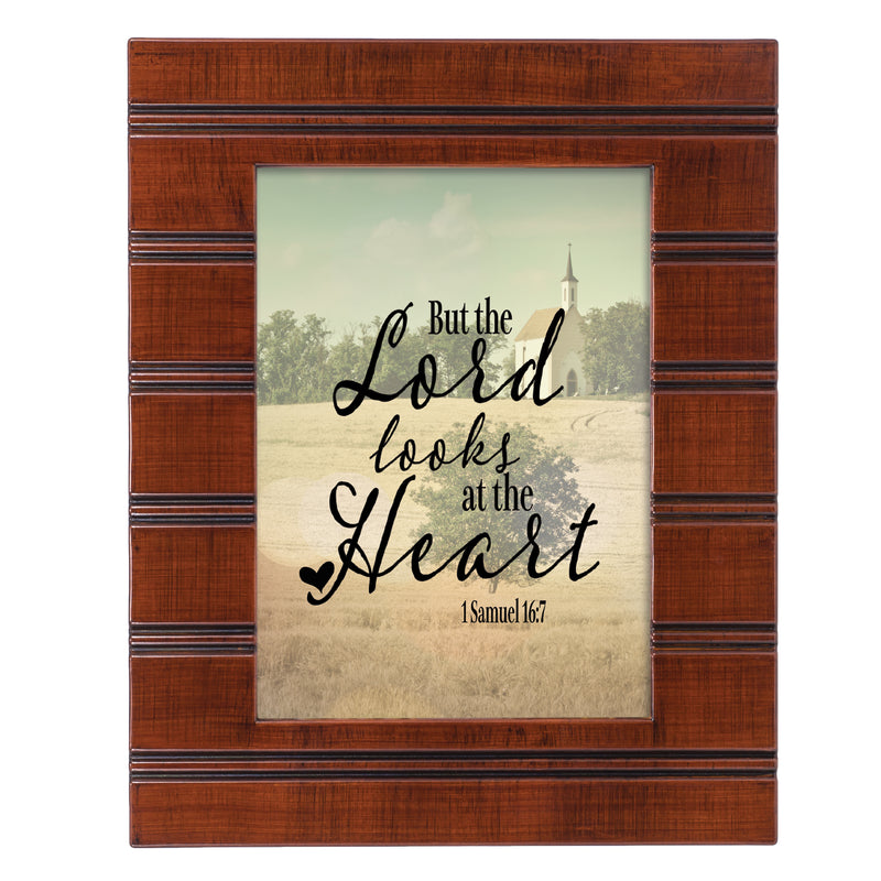 Heart Woodgrain Beaded 8 x 10 Framed Art Plaque - Holds 5x7 Photo