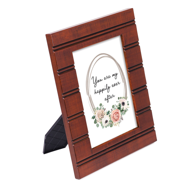 Happily  Woodgrain 8x10 Inch  Framed Wall Or Tabletop Art - Holds 5x7 Photo